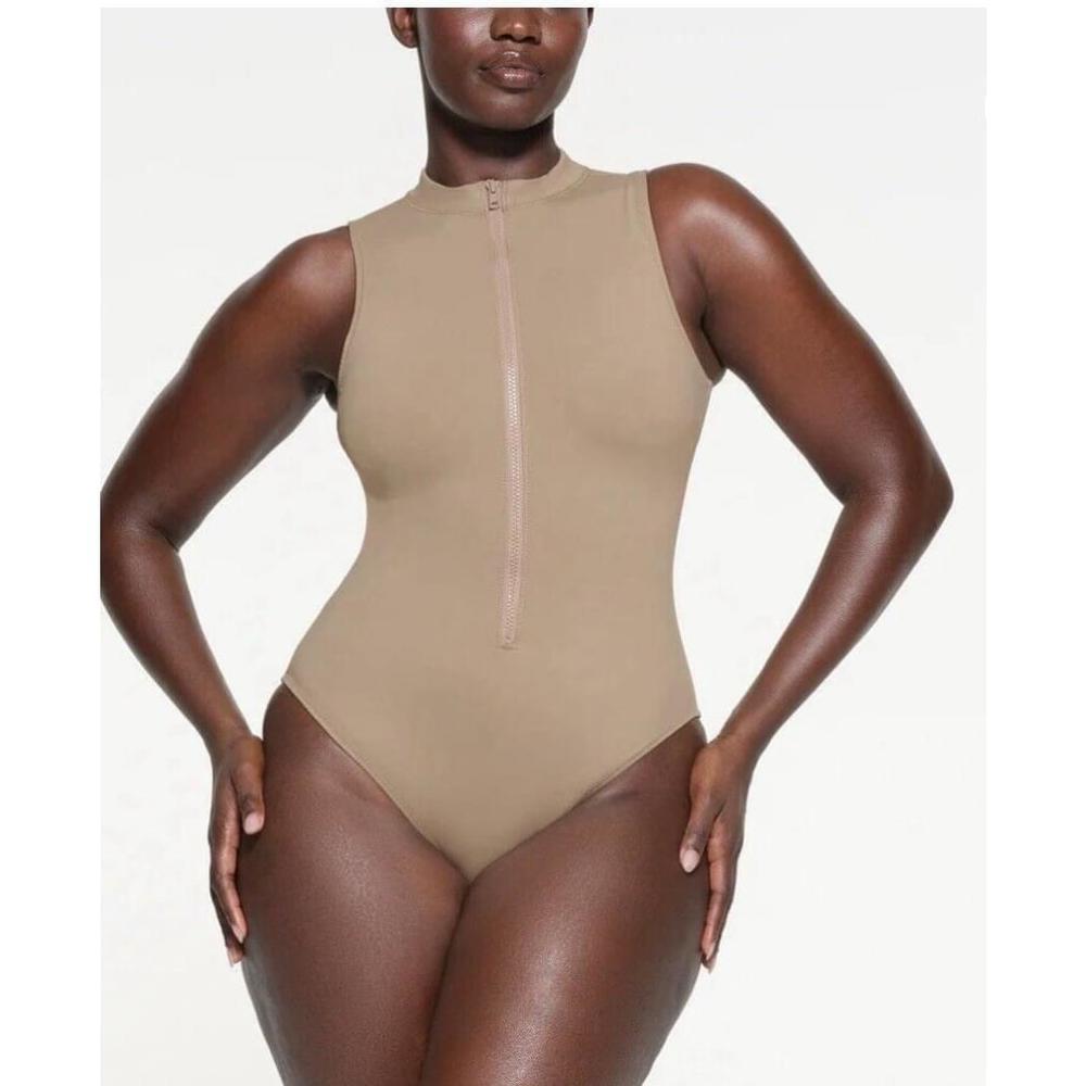 Skims Zip Front High Necked Sleeveless One Piece Swimsuit- Size 4x